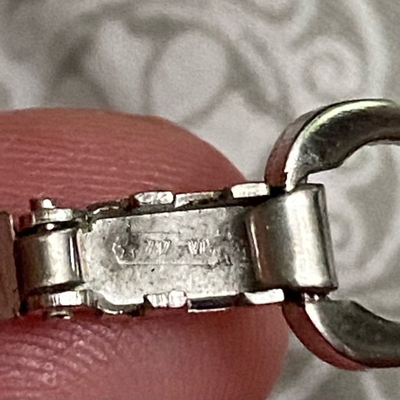 Vintage Silver Ruby Red Floral Bell Center Double Snake Chain 7.5” Bracelet - Picture 15 of 16